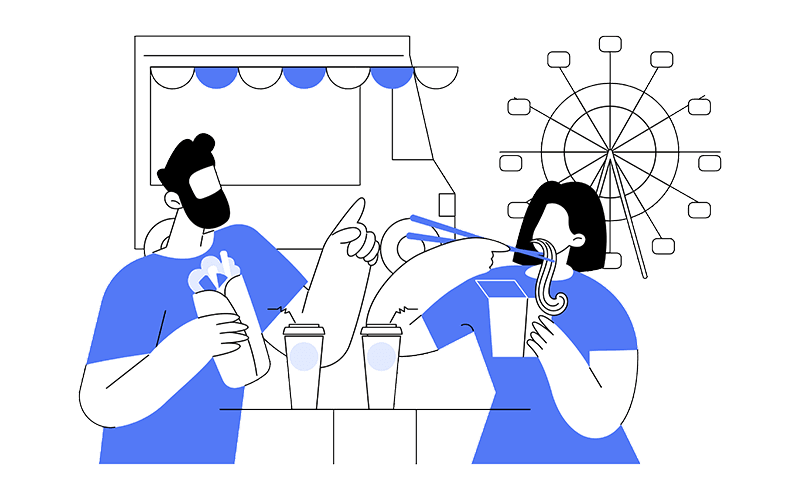 People eat in festival vector illustration